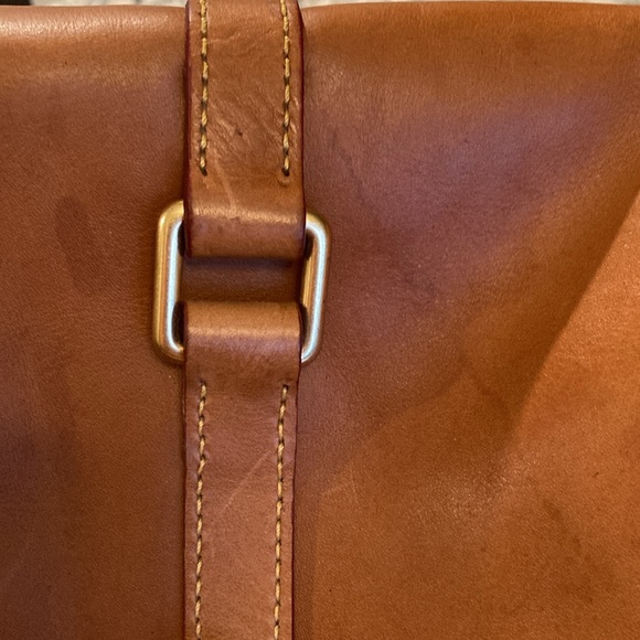 Dooney & Bourke brown leather satchel bag red lining, brass trim and zipper - Picture 15 of 16